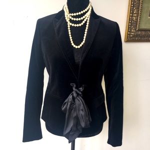 Black Velvet tie Front Blazer / Jacket